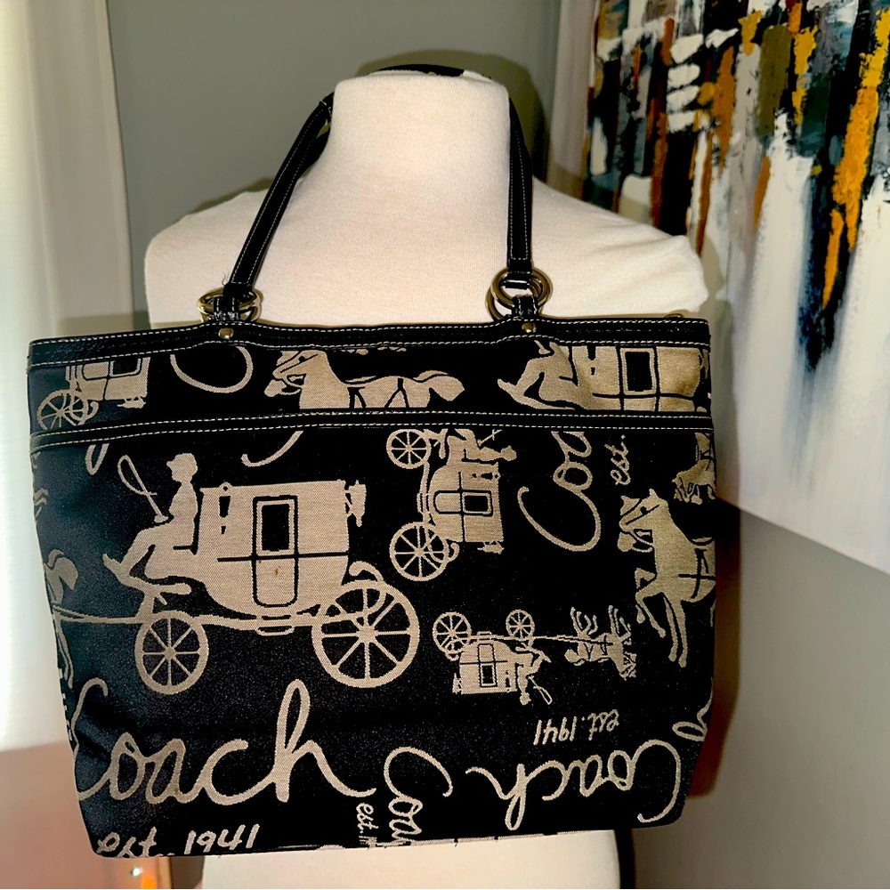 Vintage Coach black and tan Satchel Bag